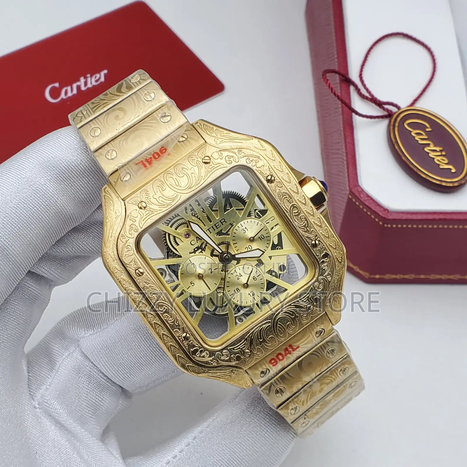 Cartier Quality Luxury Men Automatic Engine Chain Strap Wristwatch