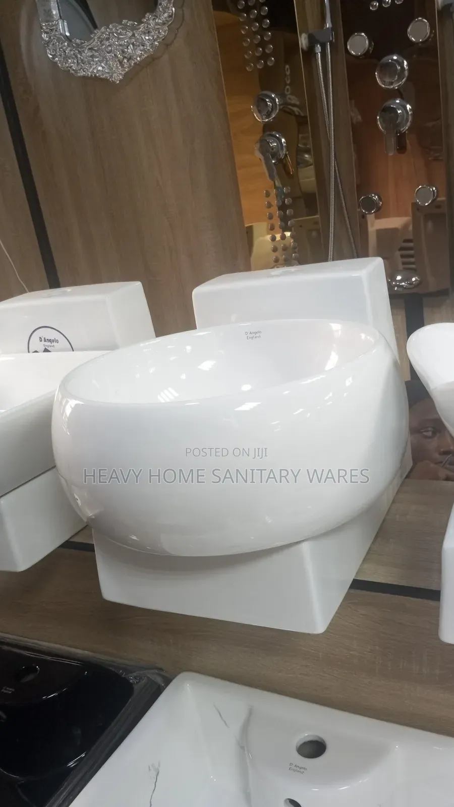 Round Ceramic Wall Mounted Basin and Pedestal X2