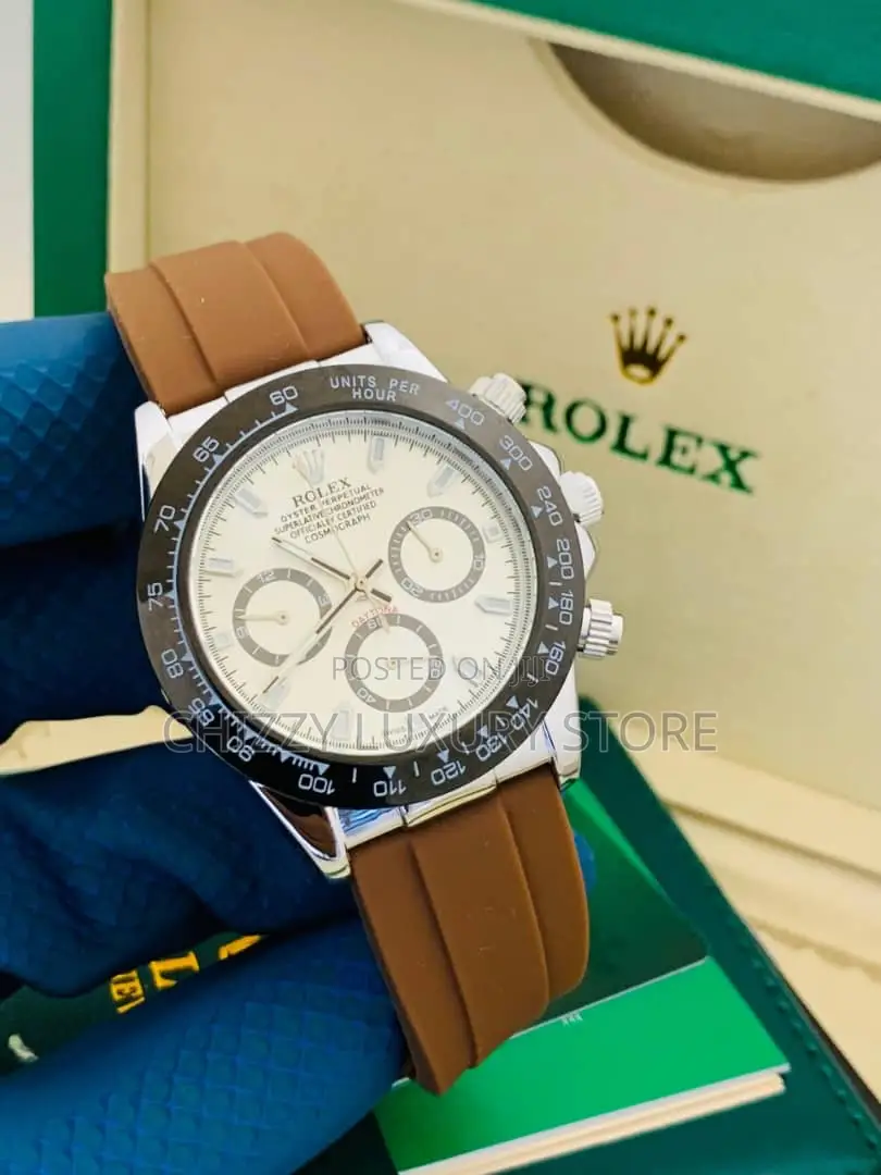 Rolex Quality Luxury Men Rubber Strap Wristwatch