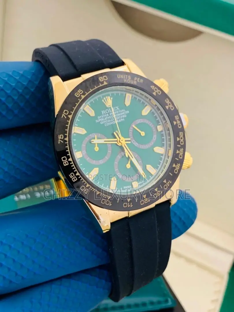 Rolex Quality Luxury Men Rubber Strap Wristwatch