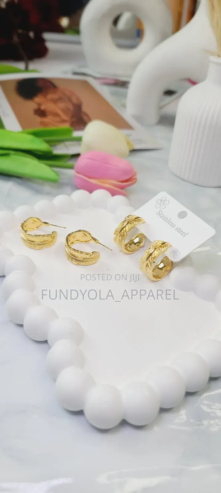 Leaf Shaped Stainless Steel Earring.
