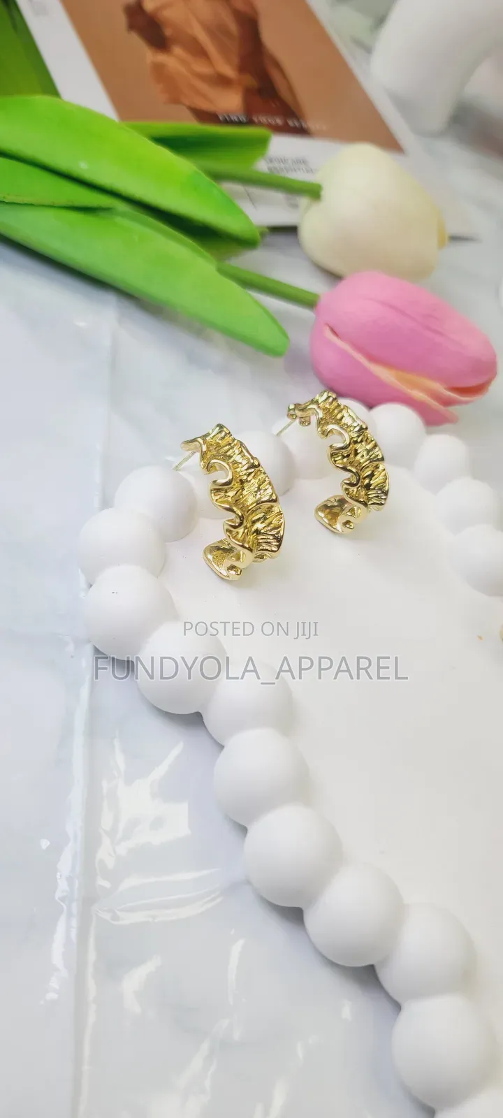 Stainless Steel Gold Plated Earrings.