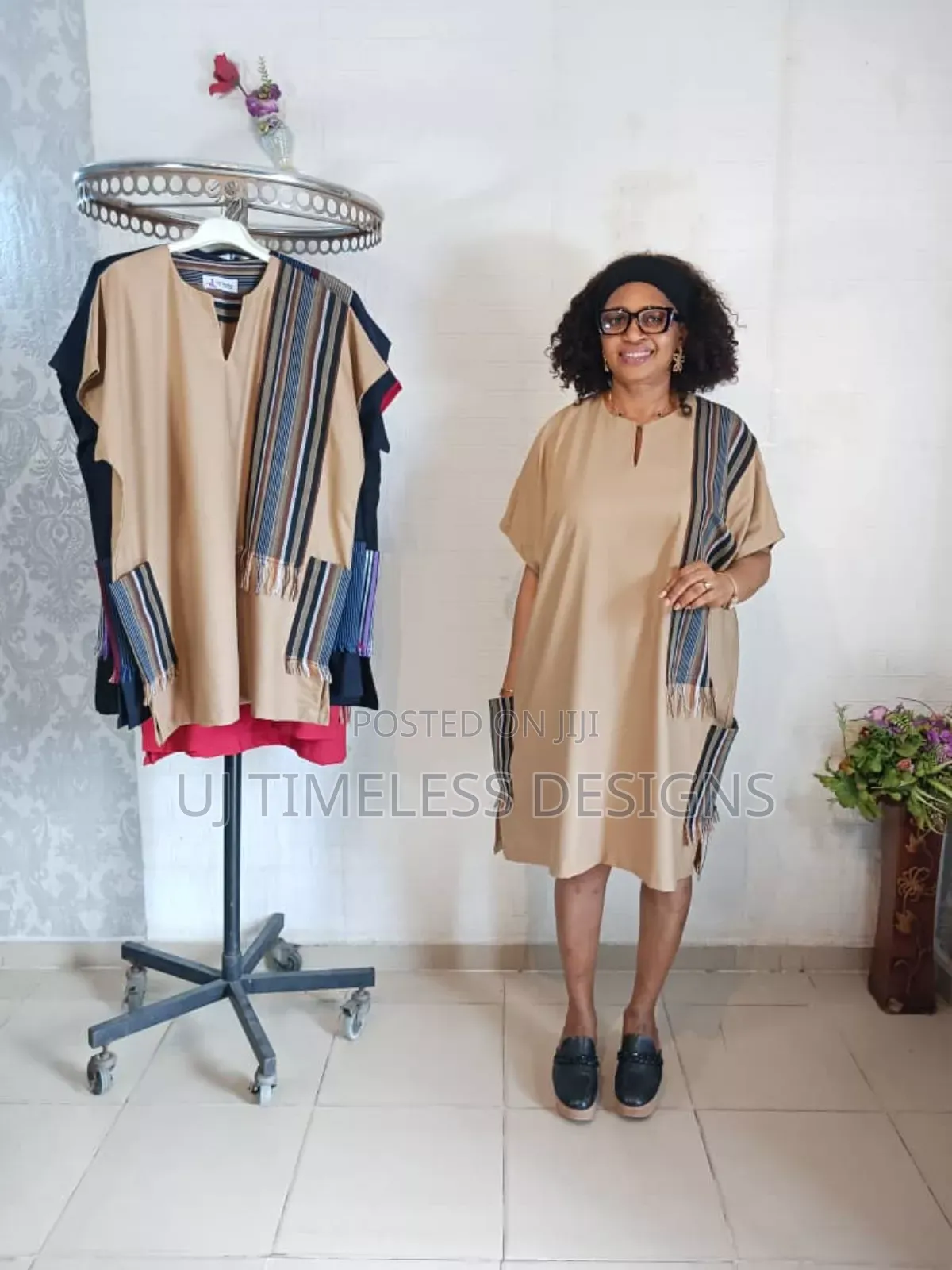 Beautiful Short Gown Embellished With Asoke Fabric