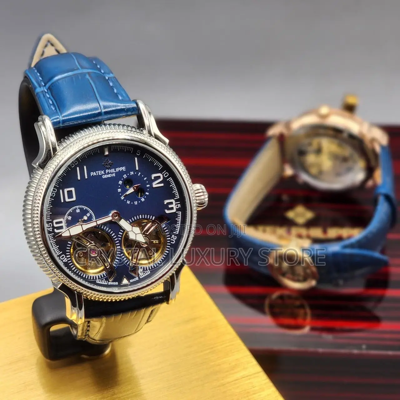Patek Philippe Quality Luxury Chronograph Genuine Leather Wristwatch