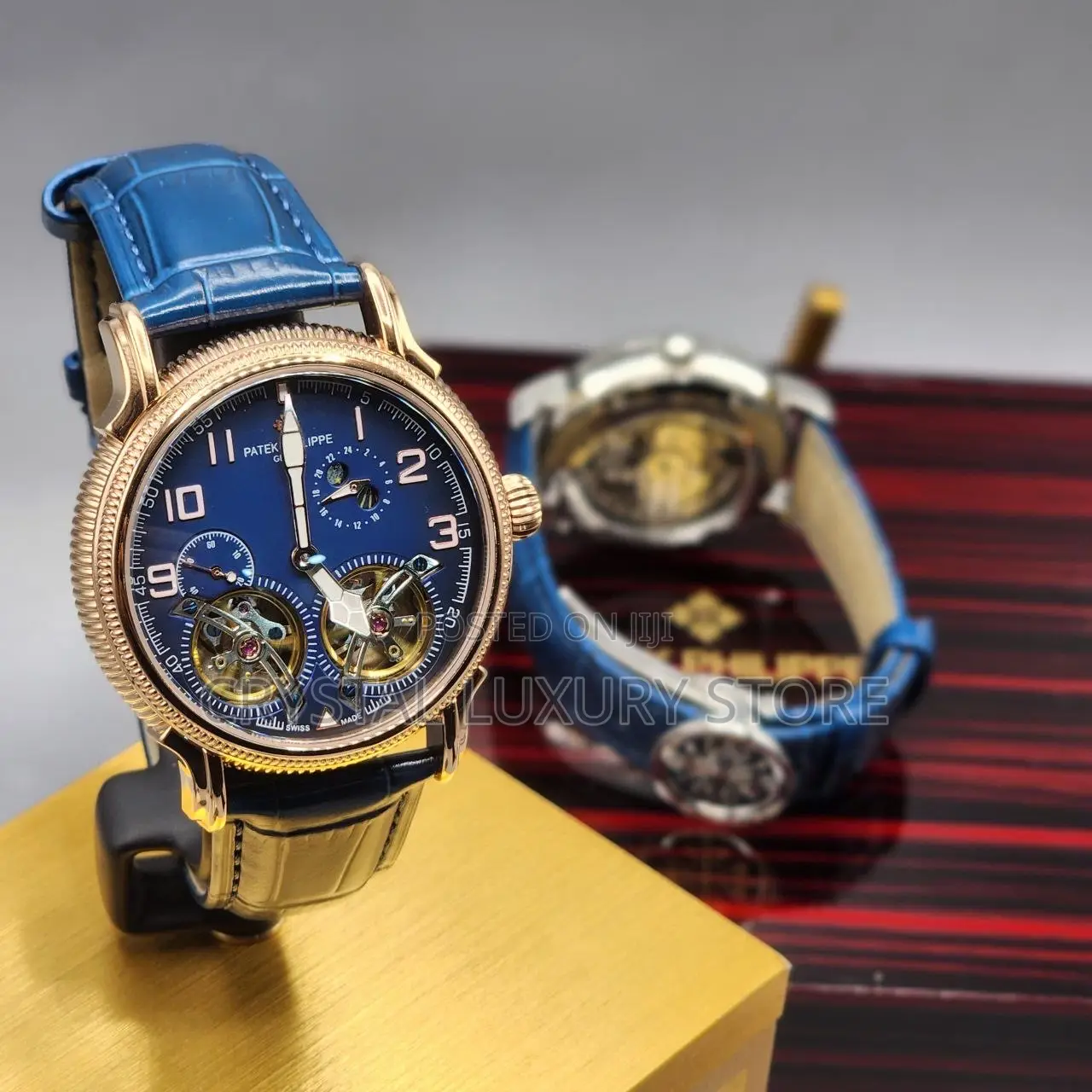 Patek Philippe Quality Luxury Chronograph Genuine Leather Wristwatch