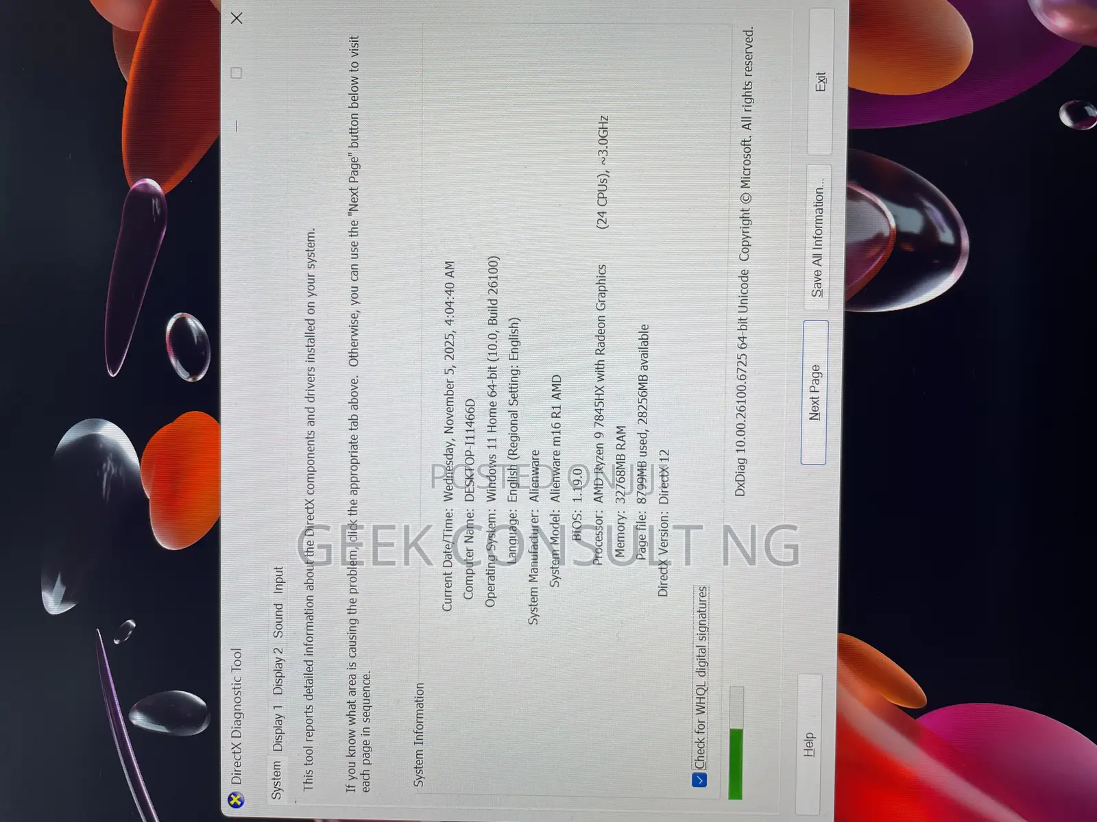 Laptop Dell Alienware M16 R1 32GB AMD Ryzen 9 SSD 1T