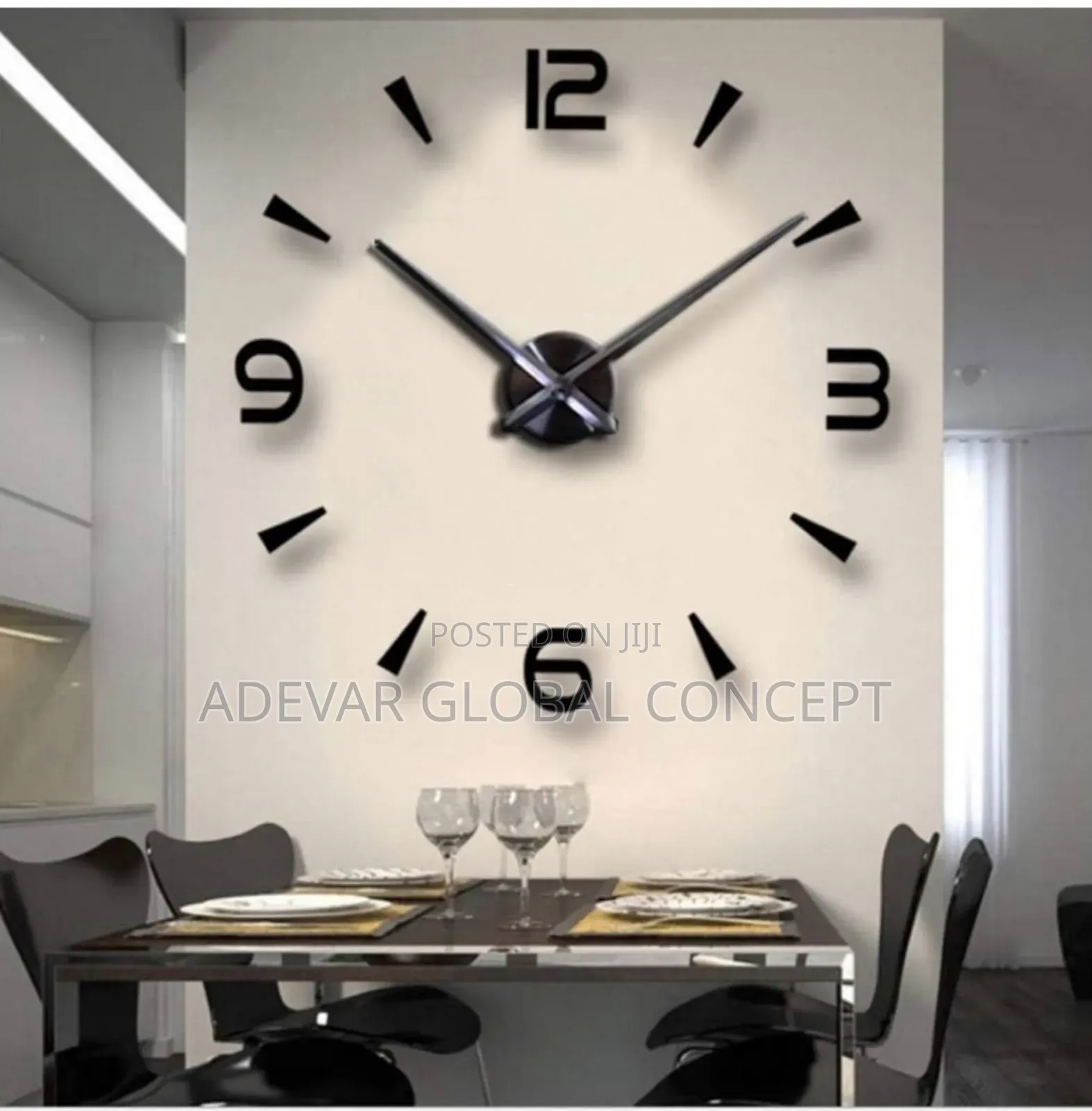 120cm Black 3d Diy Beautiful Wall Clock - Number + Nutod Spike Design