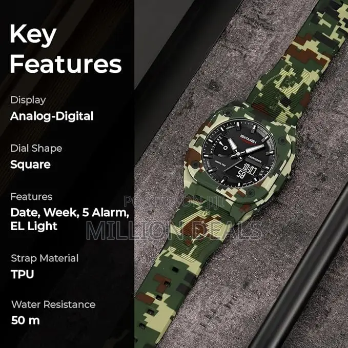 Camou Rubber Strap Men's Unique Wrist Watch