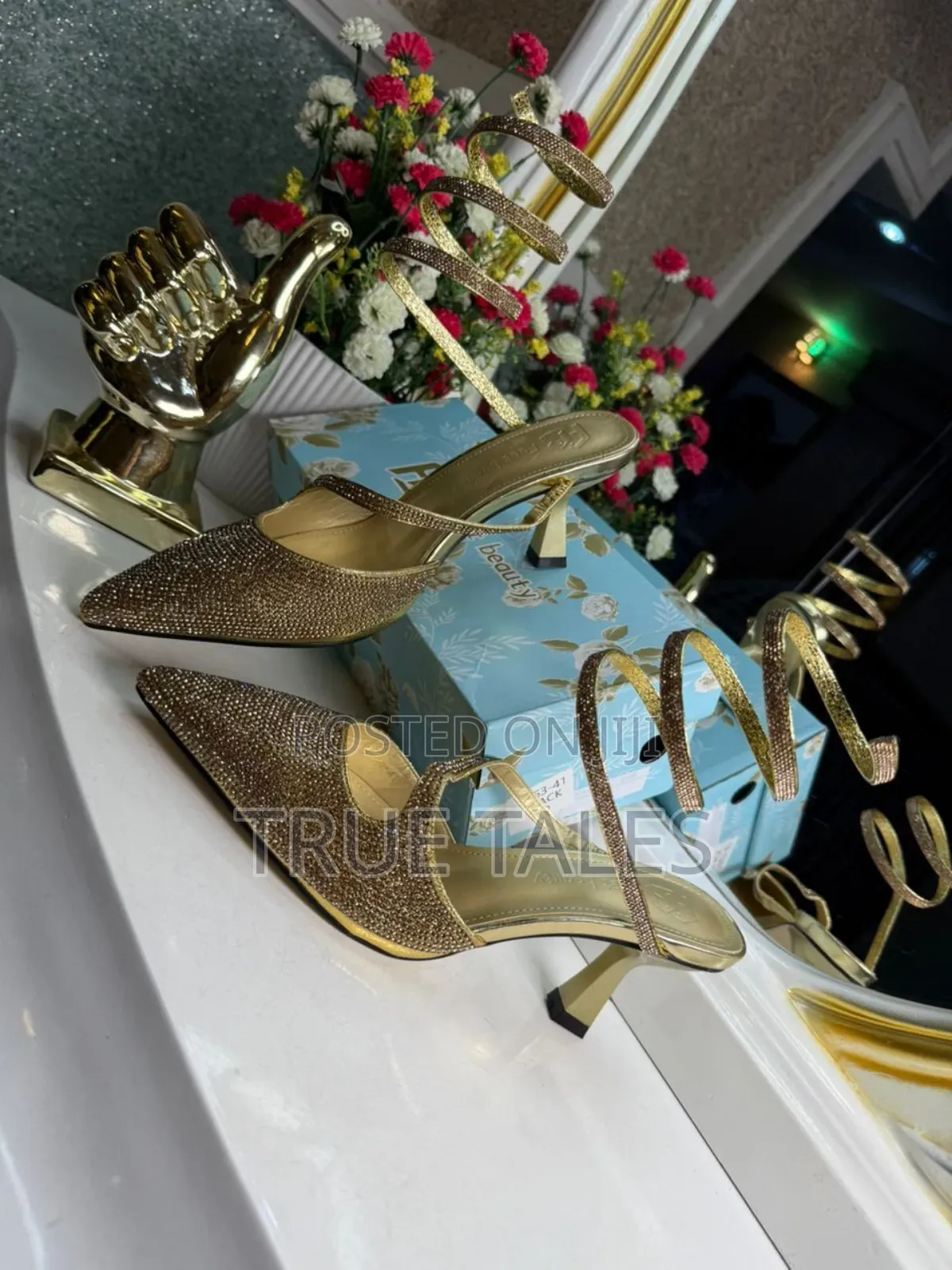 Women Rhinestone Spiral Strap Kitten Heel Slingback. Sizes 37-46.#Ogb