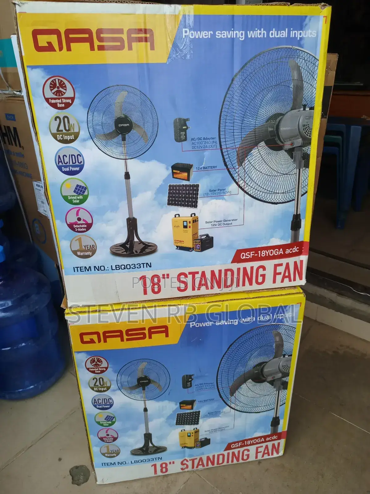 Qasa 18" Ac/Dc Solar Fan – Yoga Leg (Qsf-18r)