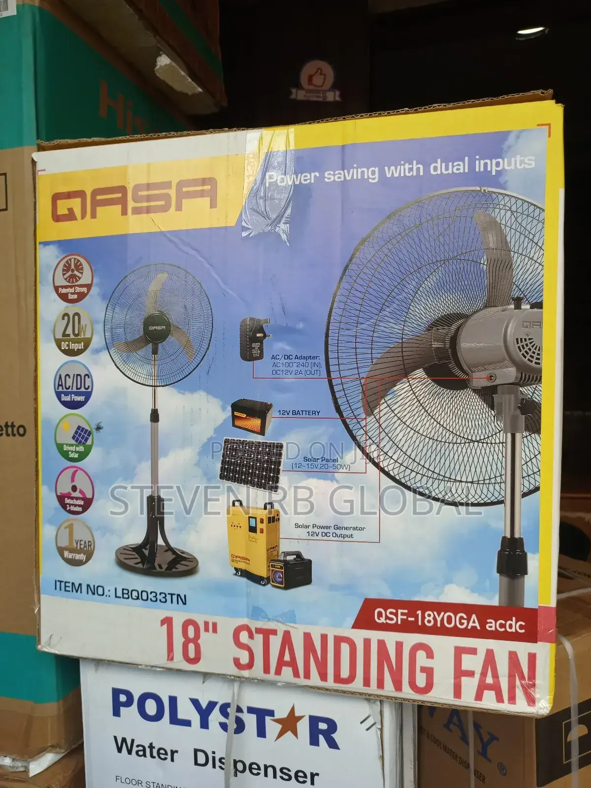 Qasa 18" Ac/Dc Solar Fan – Yoga Leg (Qsf-18r)