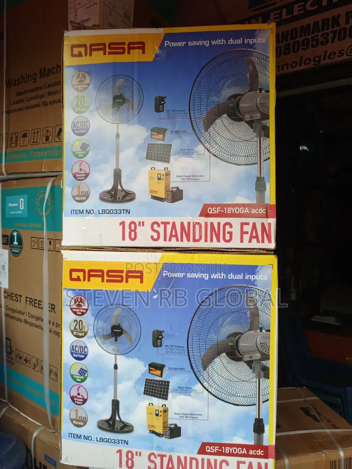 Qasa 18" Ac/Dc Solar Fan – Yoga Leg (Qsf-18r)