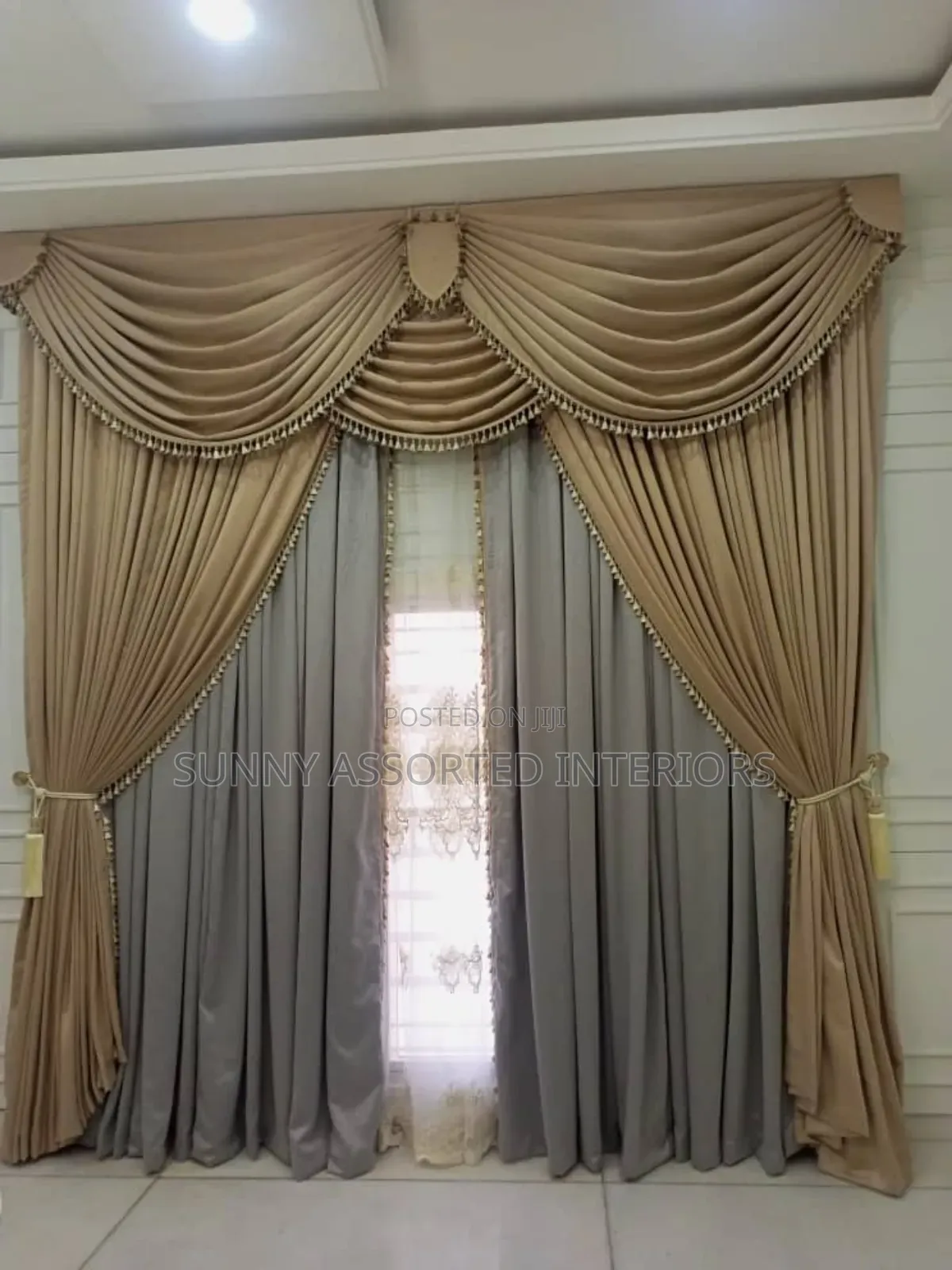 Turkish Curtains Dark Cream and Ash Colour