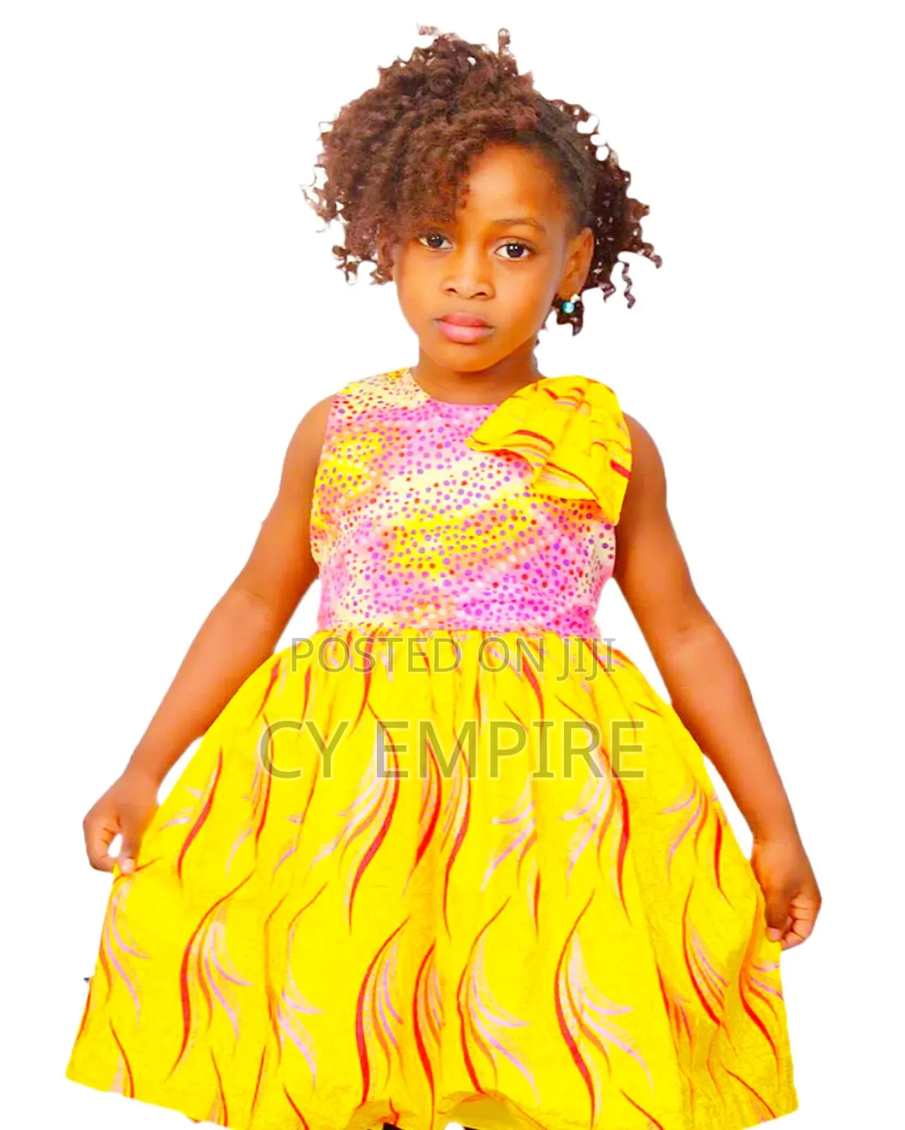 Girls Ankara Dress Yellow