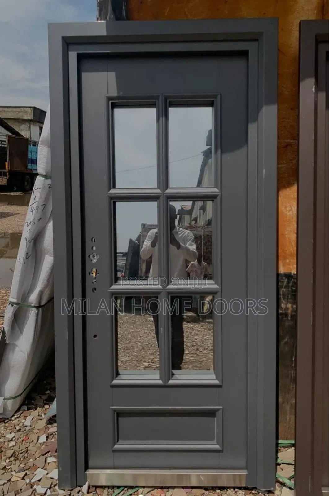 Gray 3ft French Glass Security Door