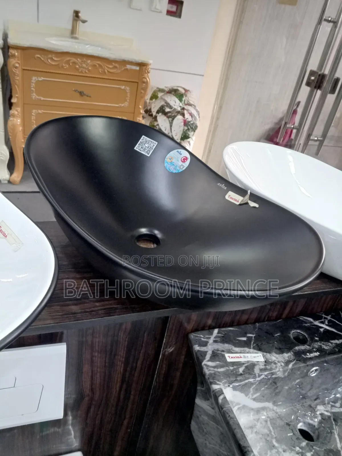Luxury Matte Black Oval Countertop Basin