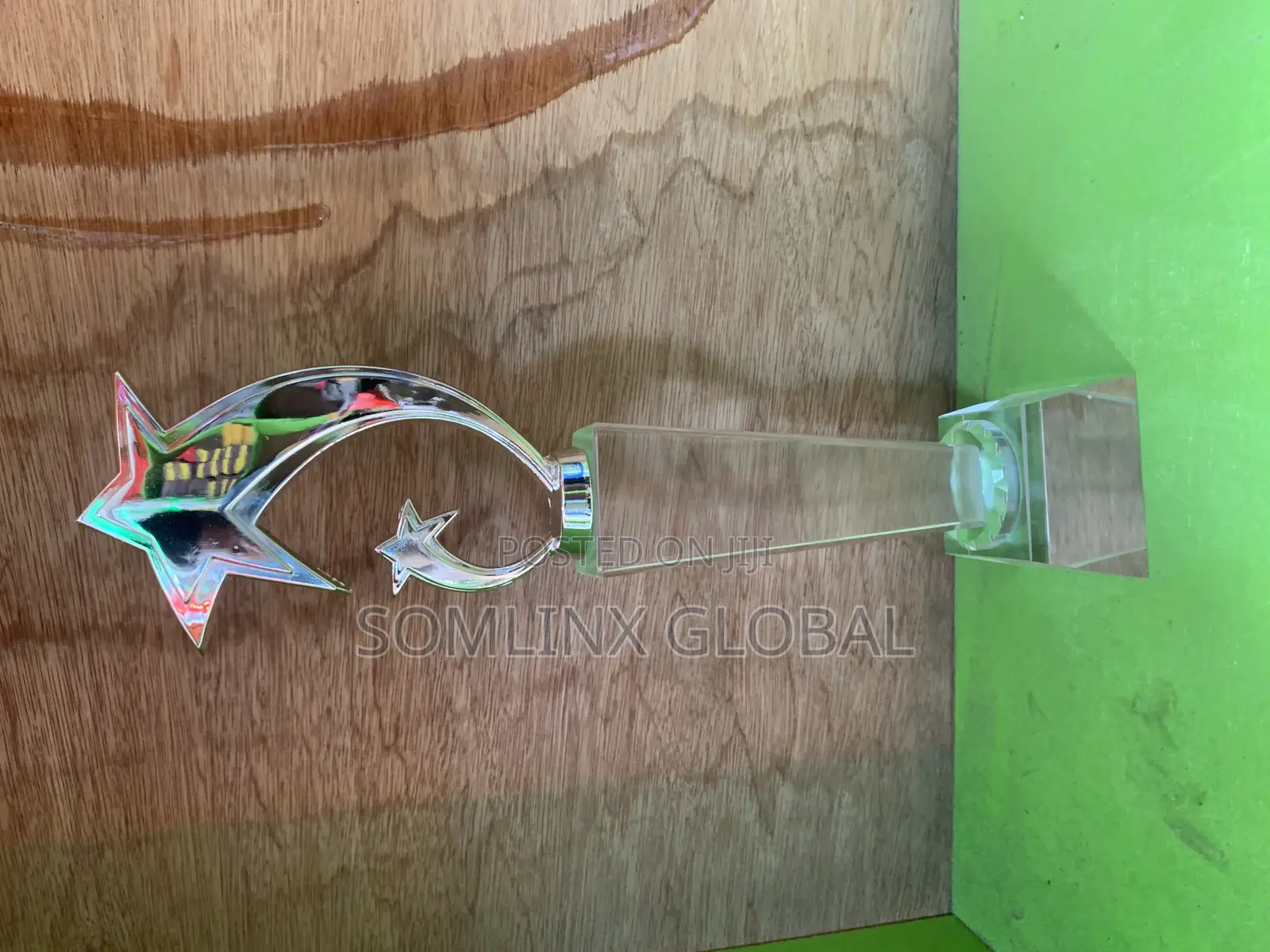 Glass Trophy With Silver Top