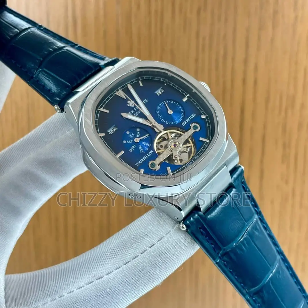 Patek Philippe Quality Luxury Genuine Leather Chronograph Wristwatch
