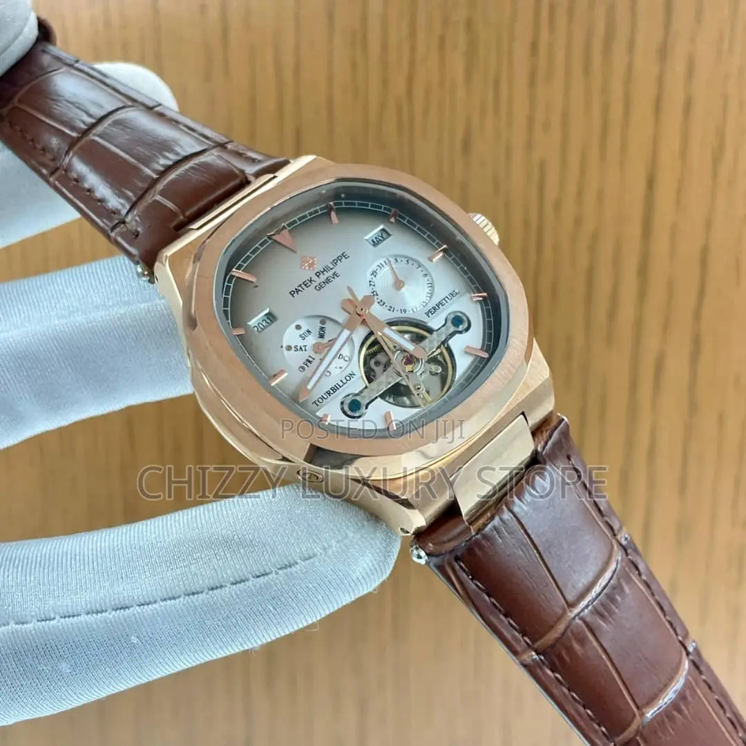 Patek Philippe Quality Luxury Genuine Leather Chronograph Wristwatch
