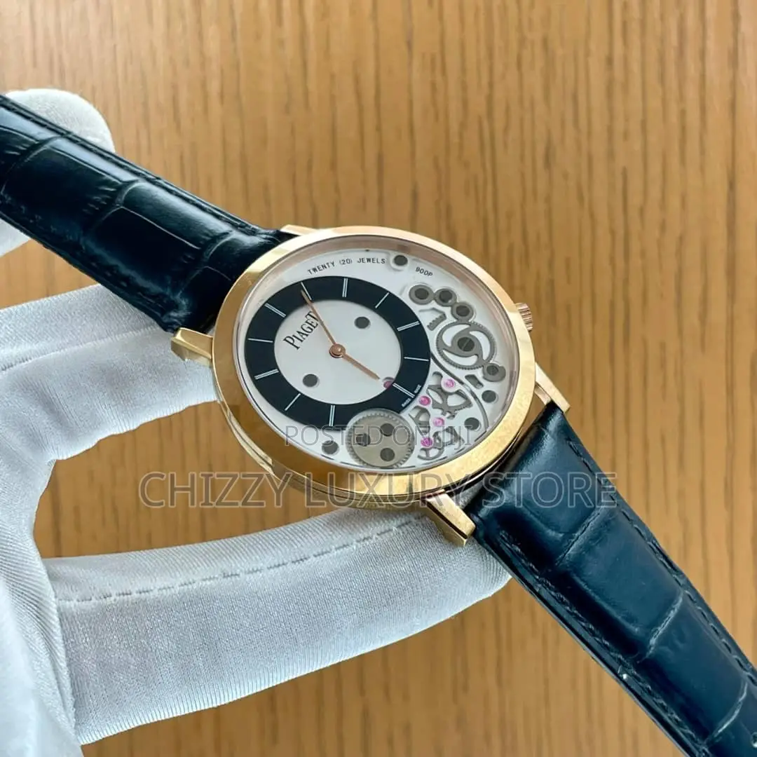 Piaget Quality Luxury Men Genuine Leather Chronograph Wristwatch