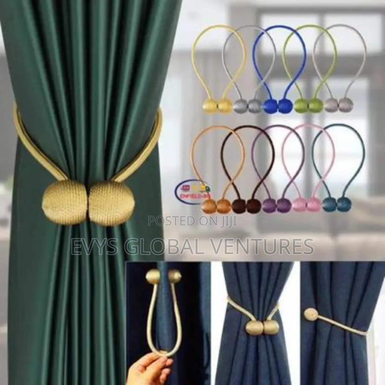 Magnetic Polyester Curtain Tieback Holder Hooks Ball
- 2 Pieces