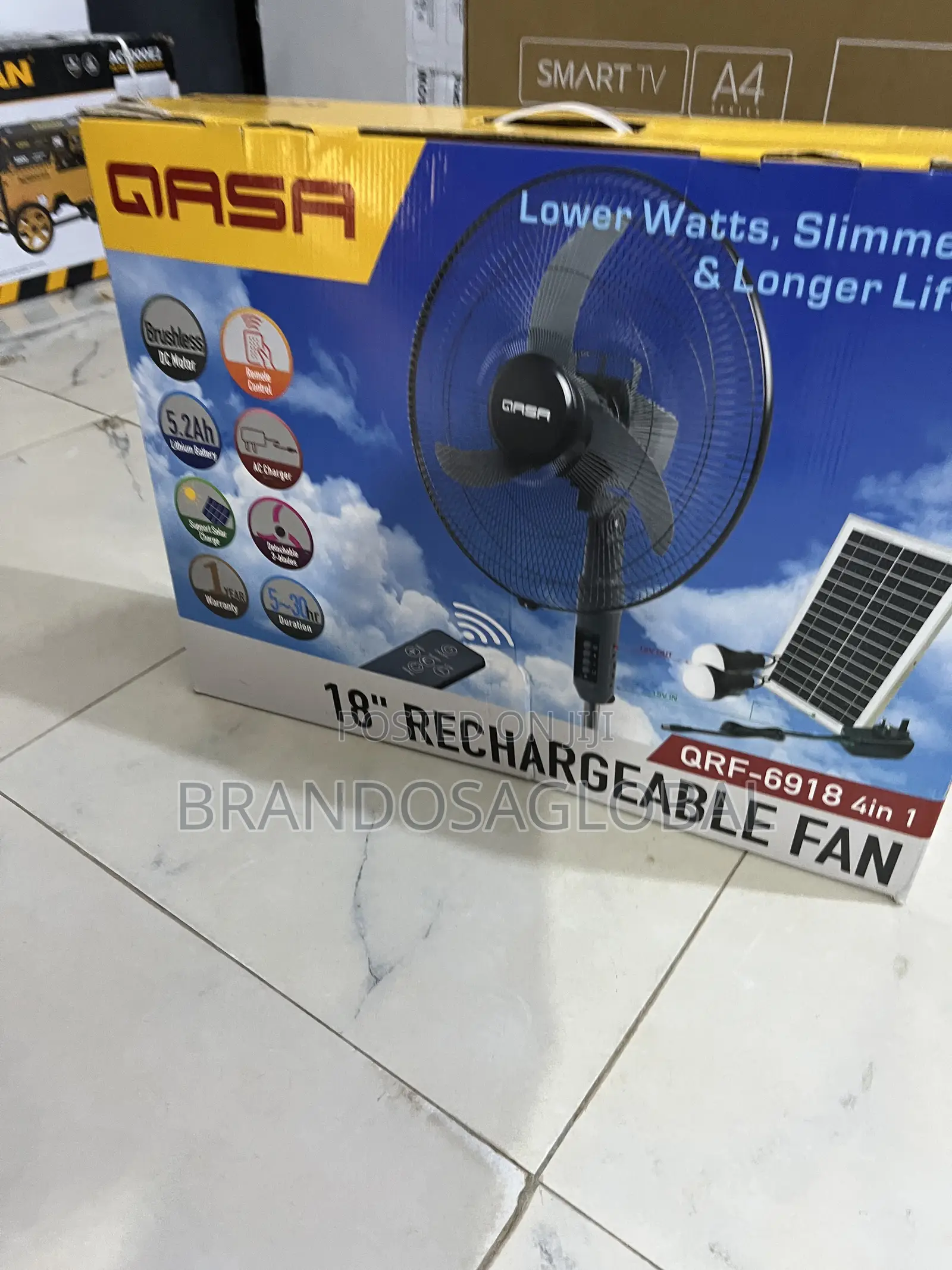 Qasa 18" Rechargeable Fan (Qrf-6918 4-in-1) – Long-Lasting Cooling