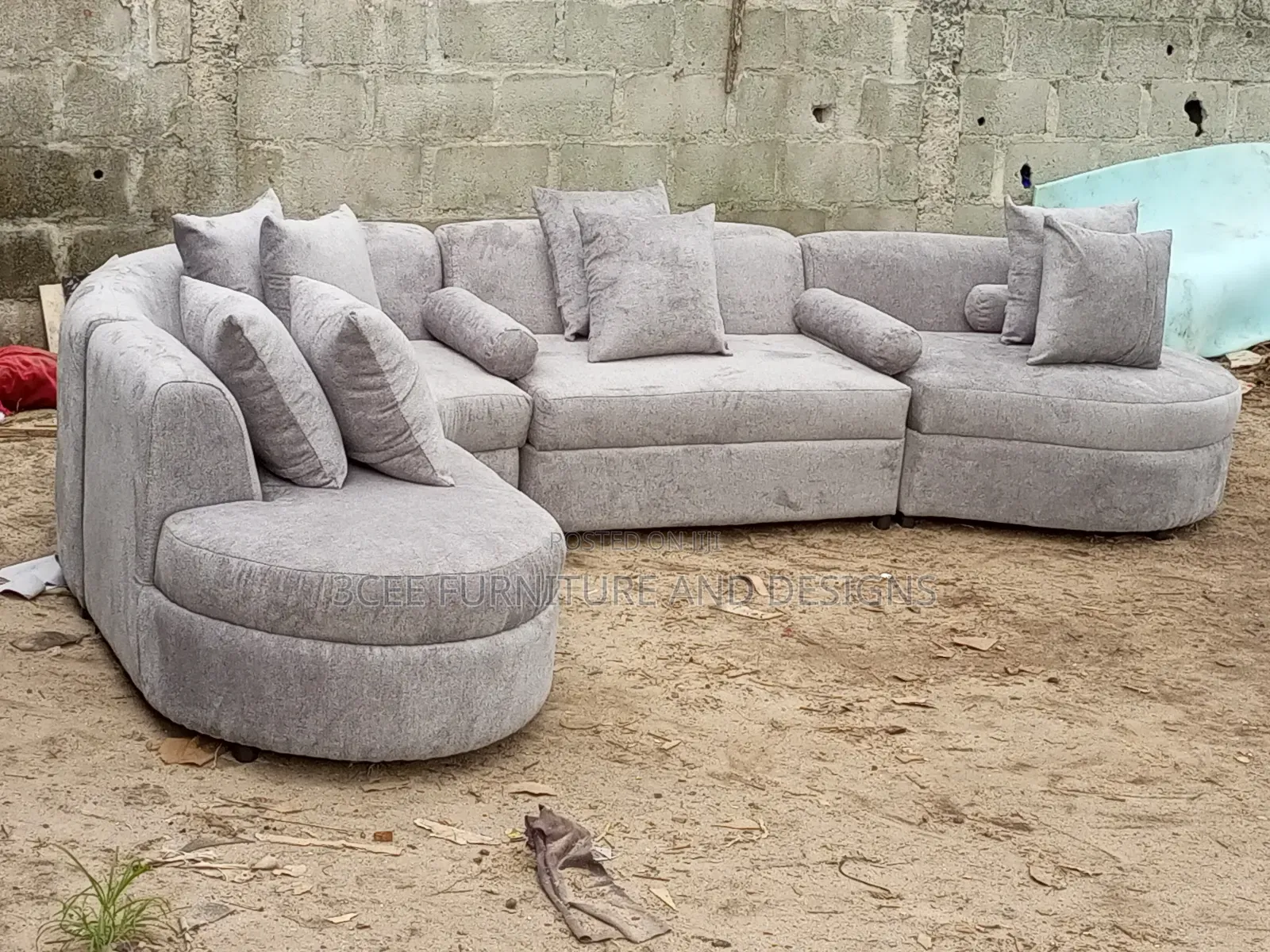 Light Gray Curved Sofa