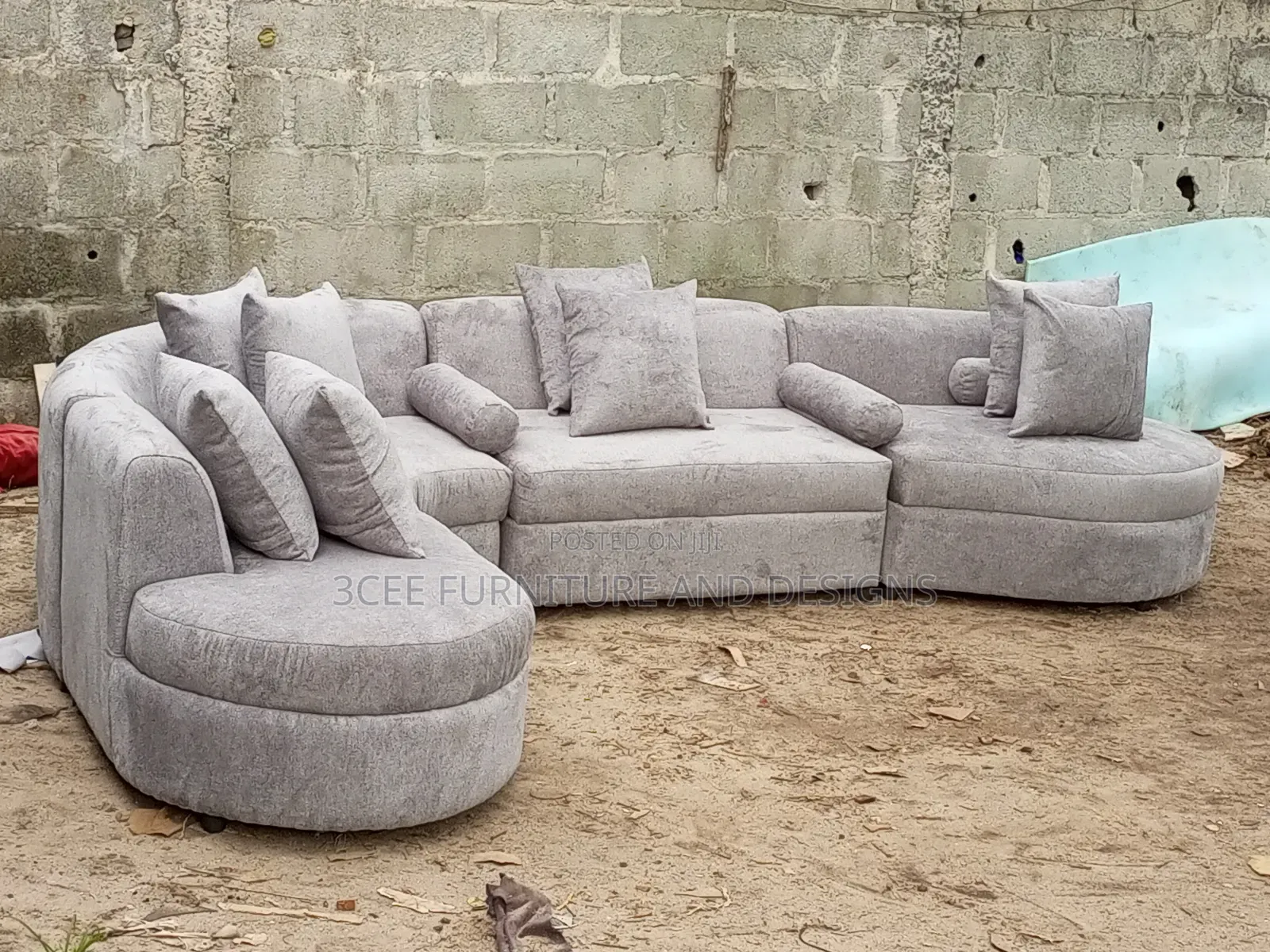 Light Gray Curved Sofa