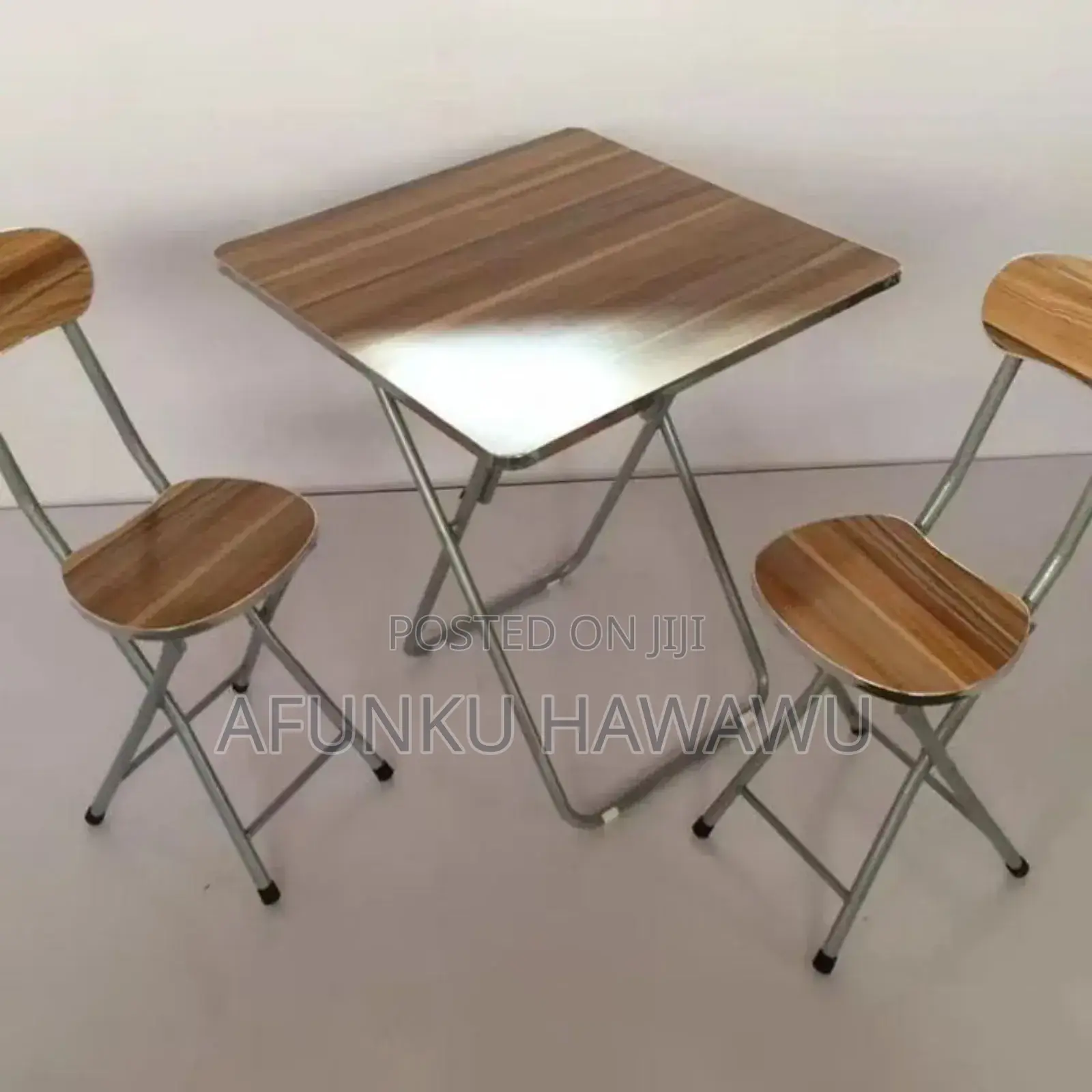 1 Table 2 Chair Brown Foldable Table
