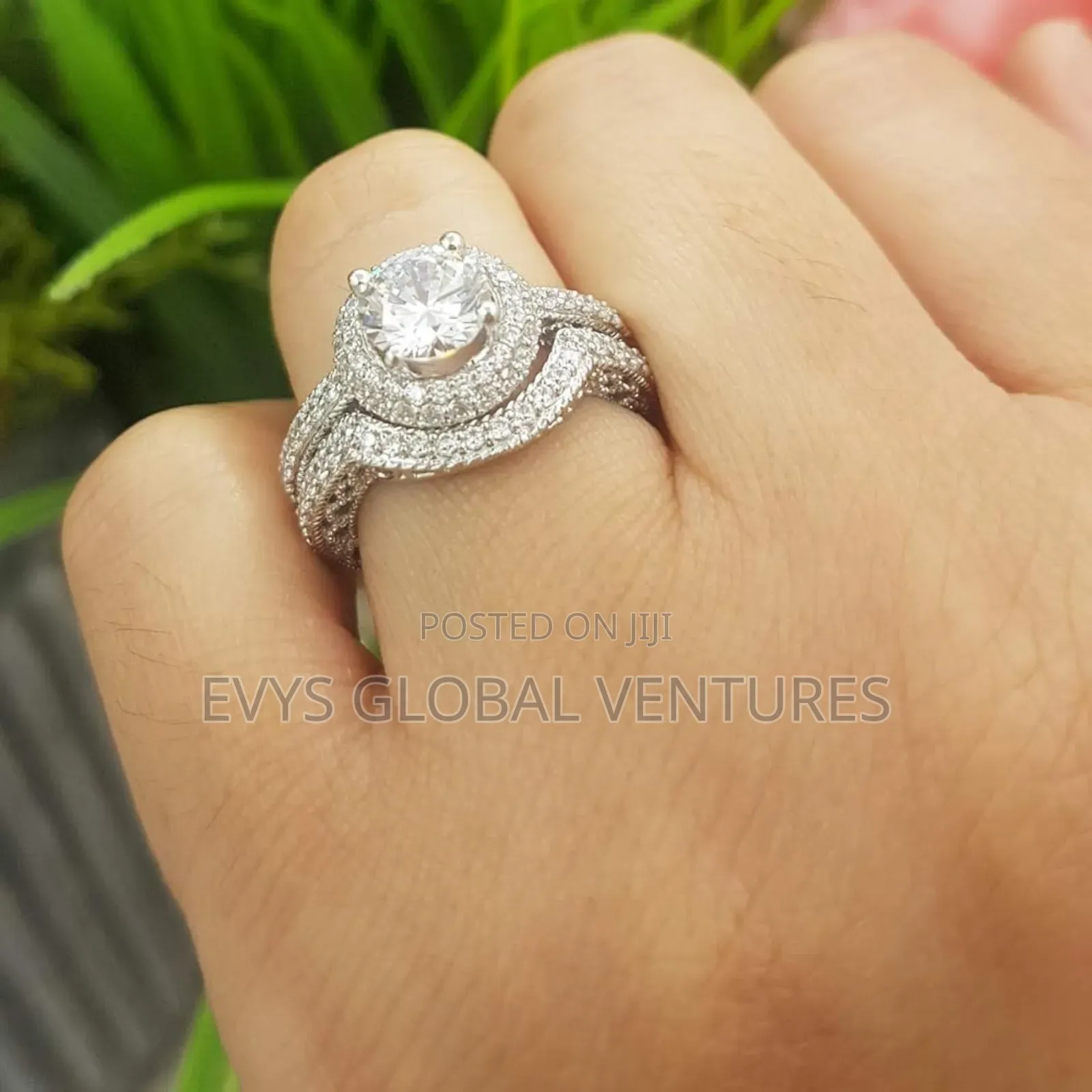 2pc Round Cubic Zirconia Cz Wedding Bridal Engagement Ring Set