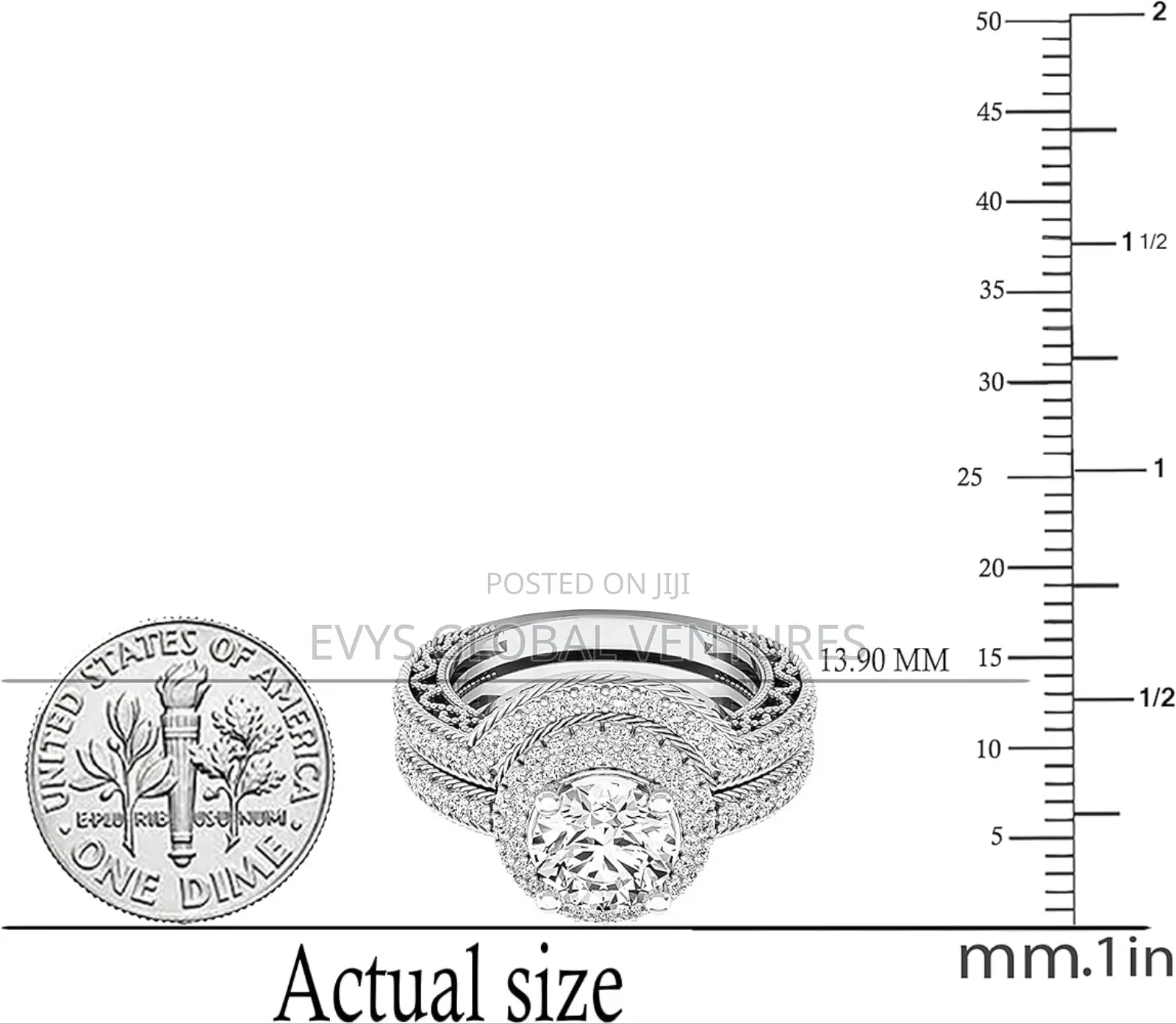 2pc Round Cubic Zirconia Cz Wedding Bridal Engagement Ring Set