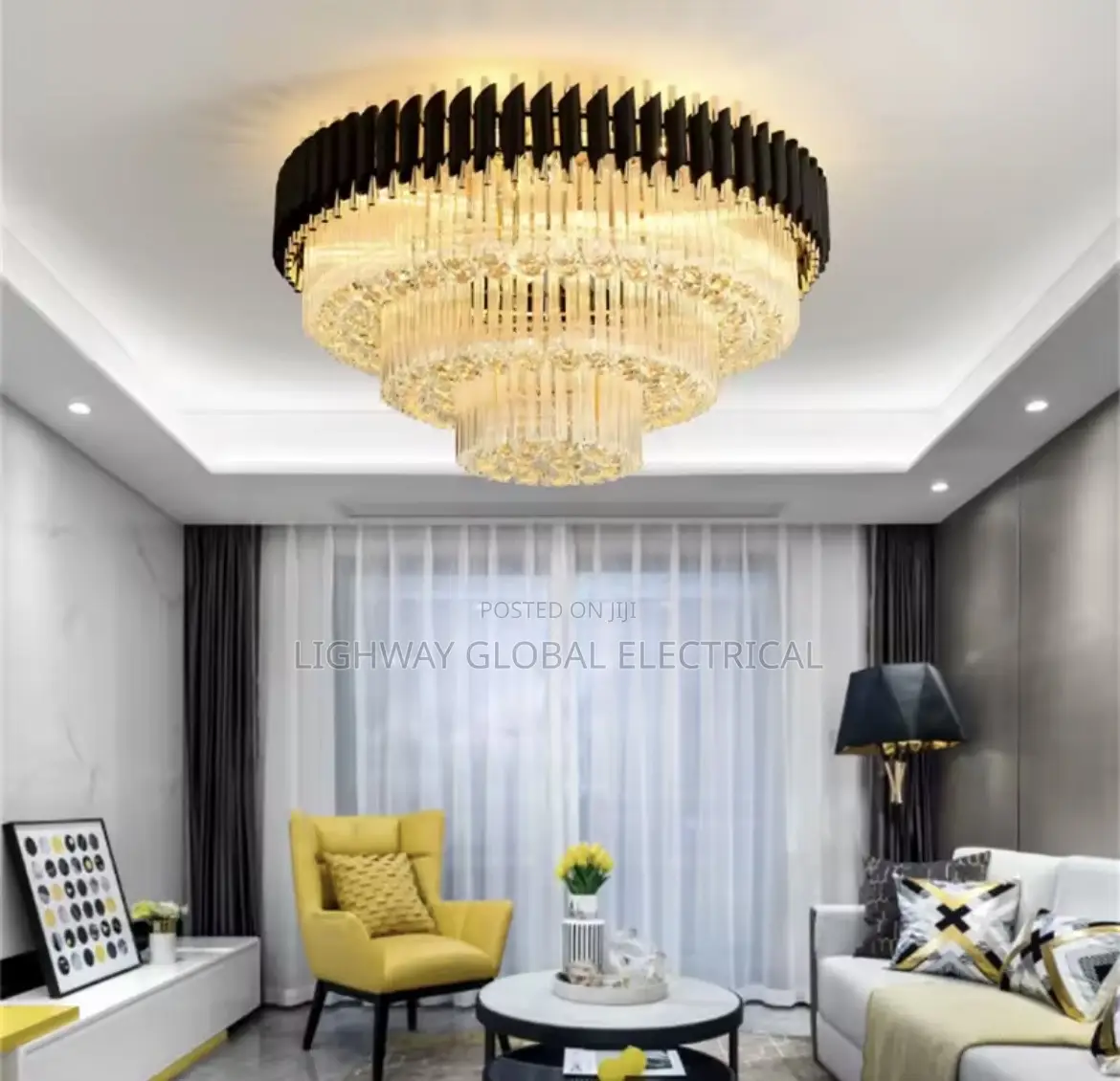 600mm Crystal Round Flosh Ceiling Fitting