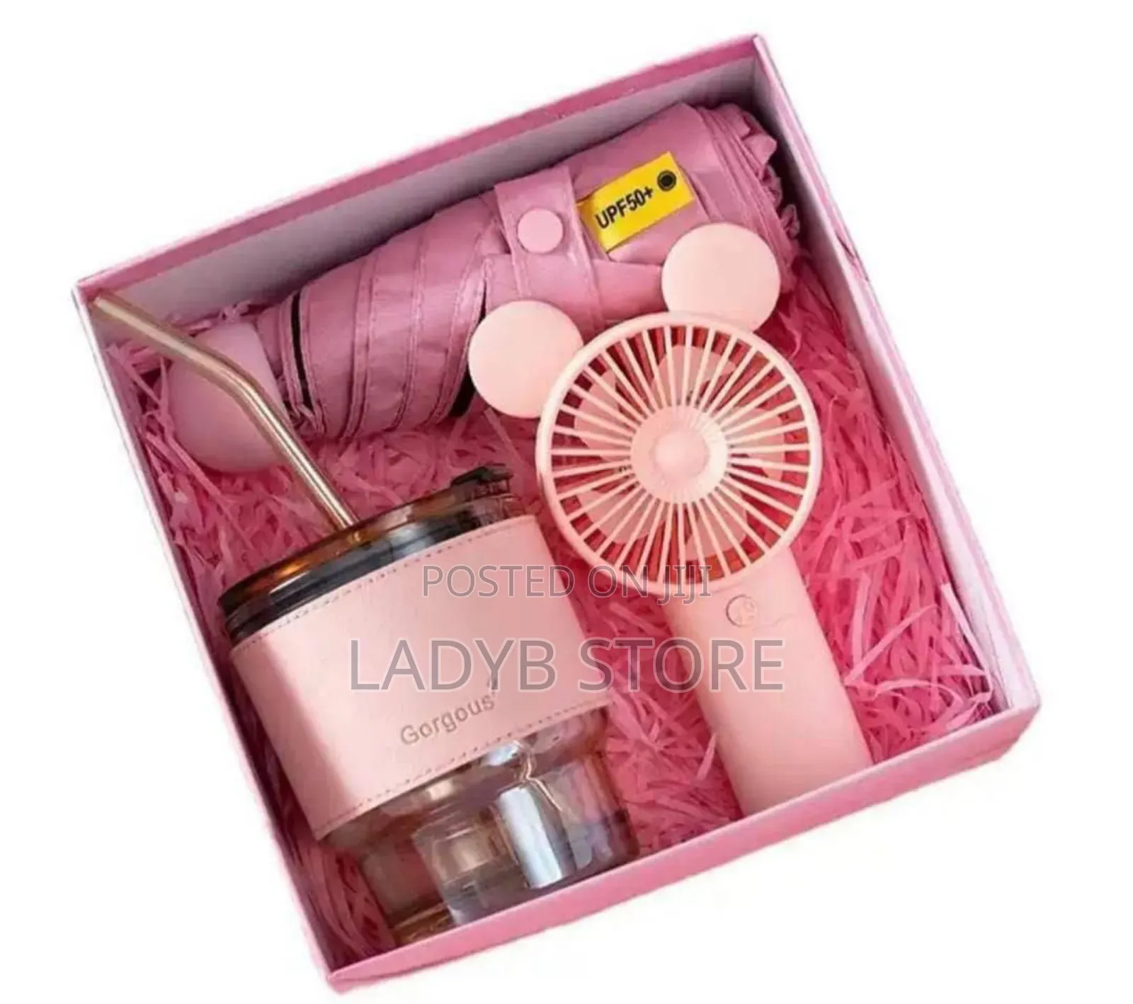 Boxed Gift Set (Fan, Glass Cup and Umbrella)