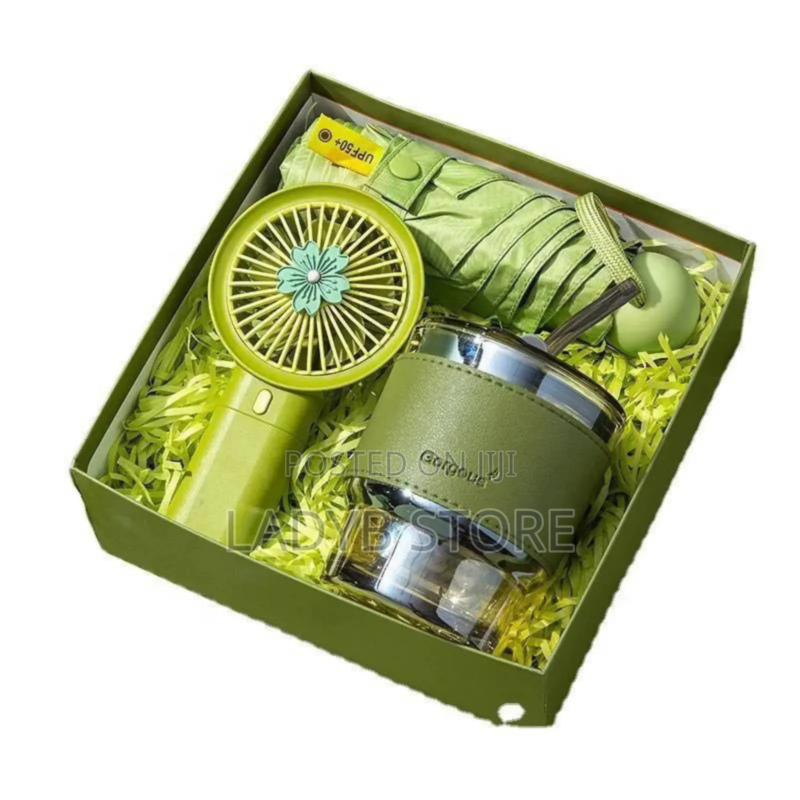 Boxed Gift Set (Fan, Glass Cup and Umbrella)