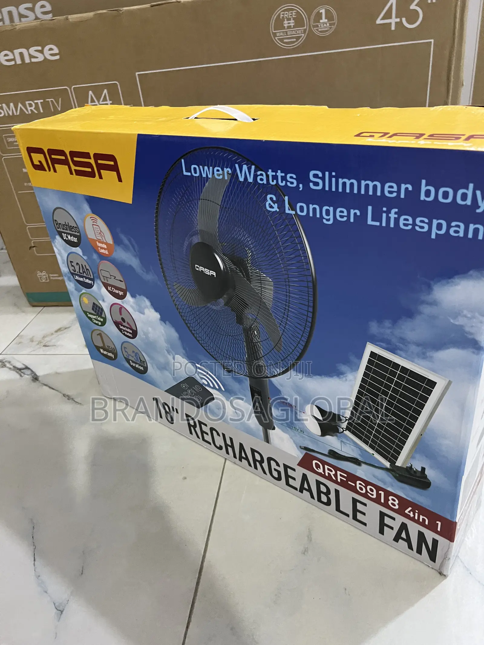 Qasa QRF-6918 4-in-1 Solar Fan – Backup for Hours