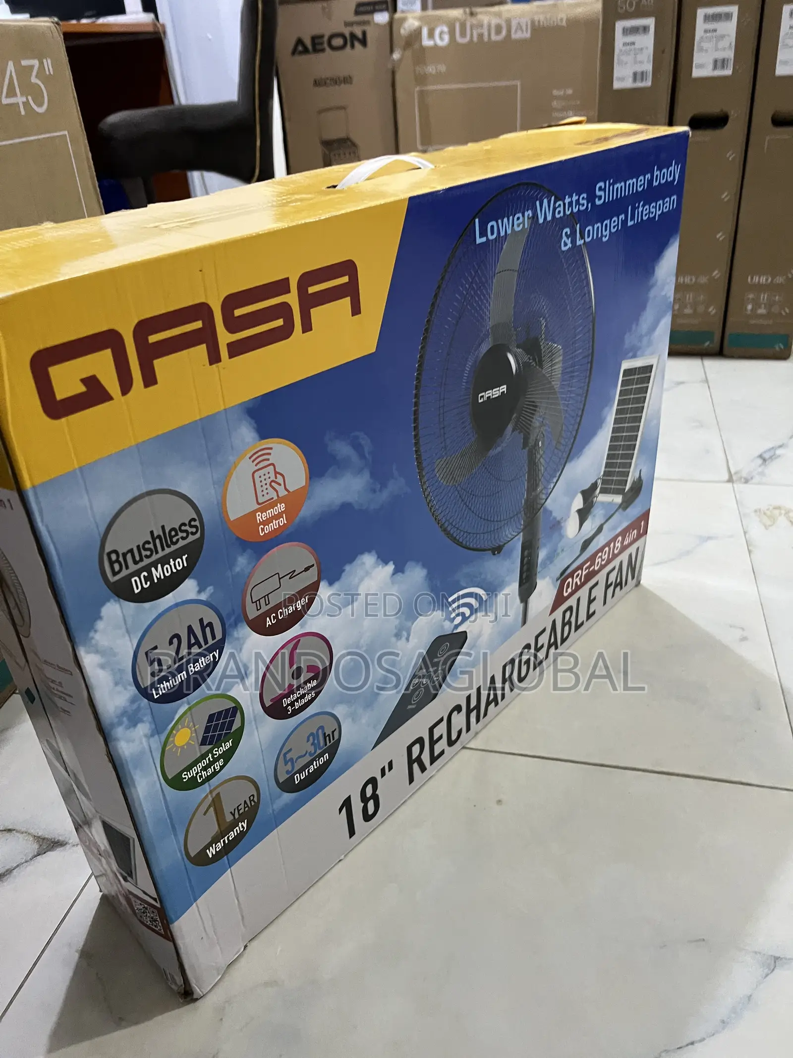 Qasa QRF-6918 Rechargeable Standing Fan – Long Runtime