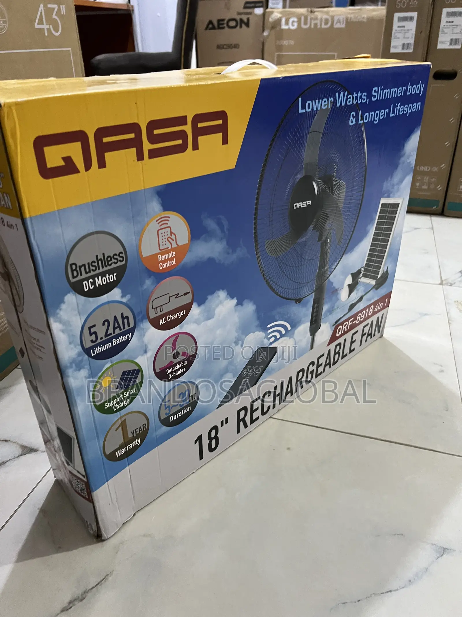 Qasa QRF-6918 Solar Powered Fan – Quiet Operation