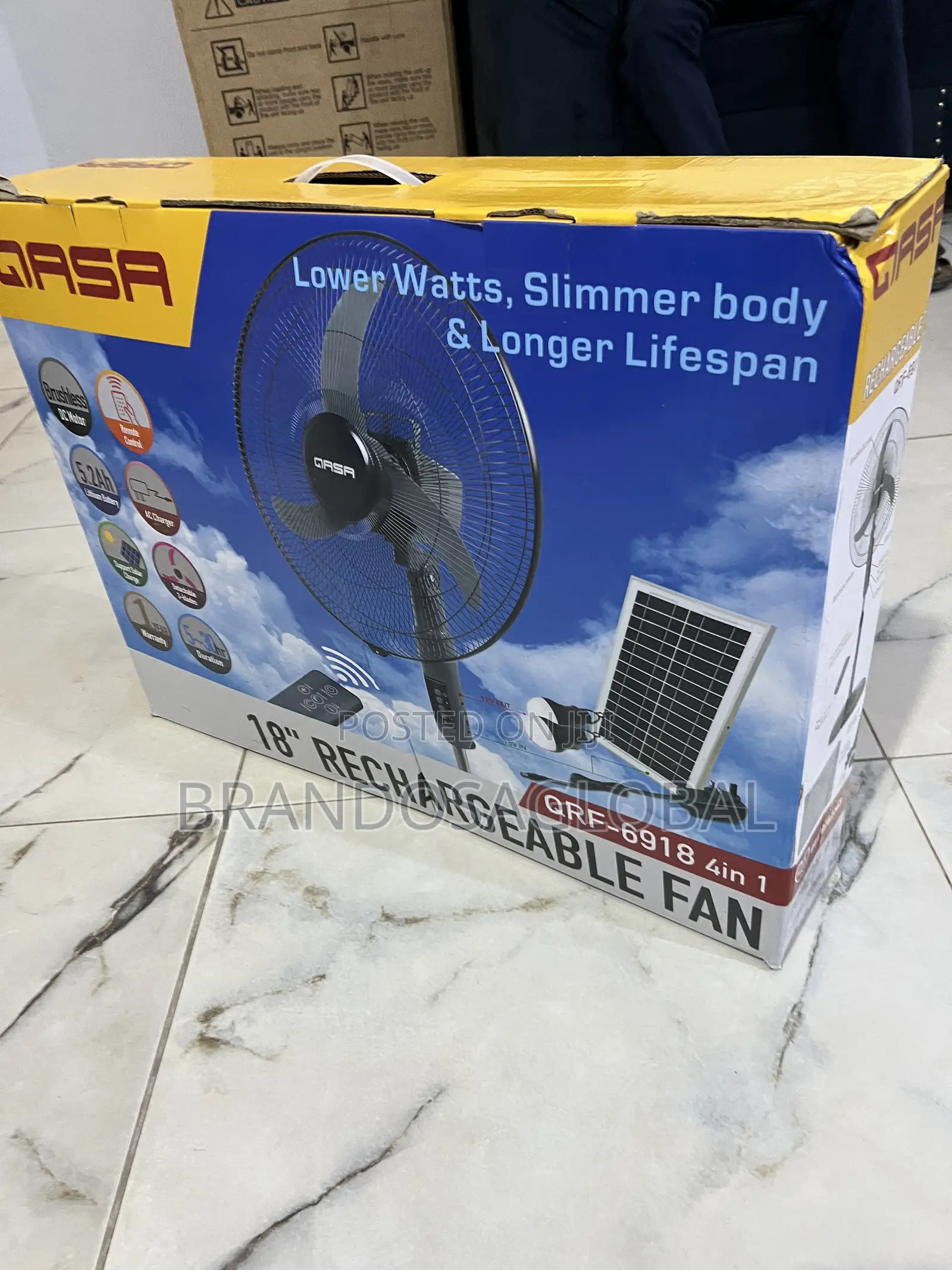 Qasa QRF-6918 Solar Standing Fan – All Night Cooling