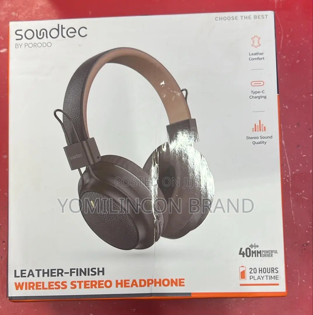 Porodo Soundtec Leather-Finish Wireless Stereo Headphone