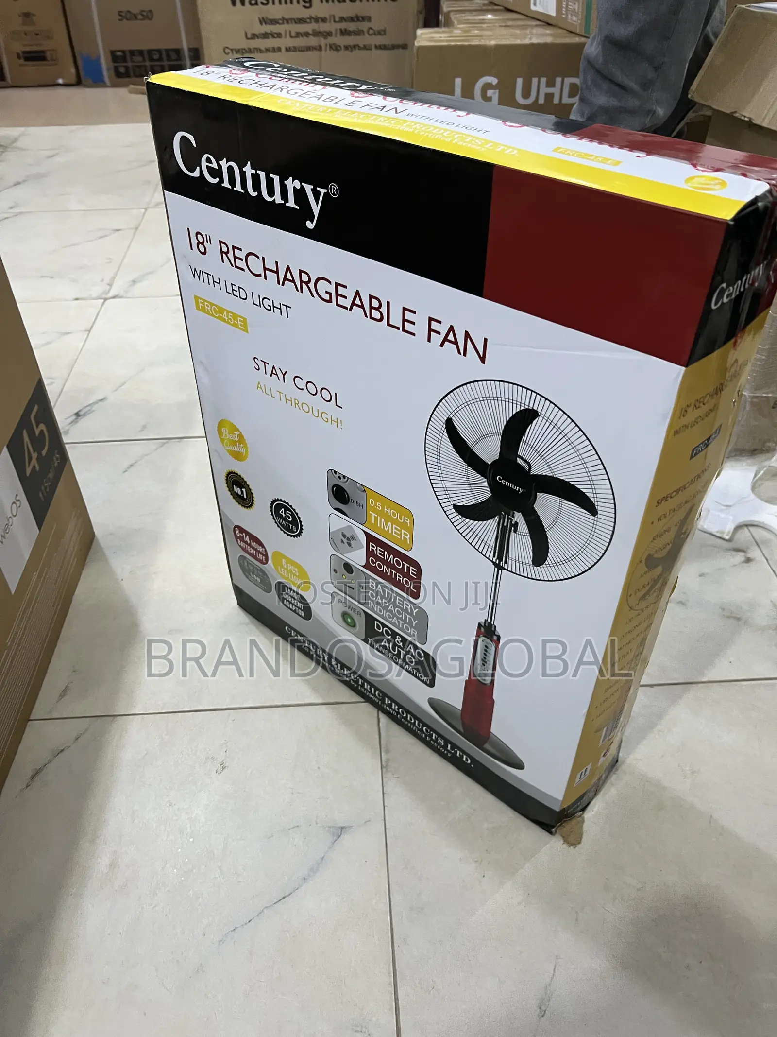 Century 18" Rechargeable Fan FRC-45-D With Adjustable Height
