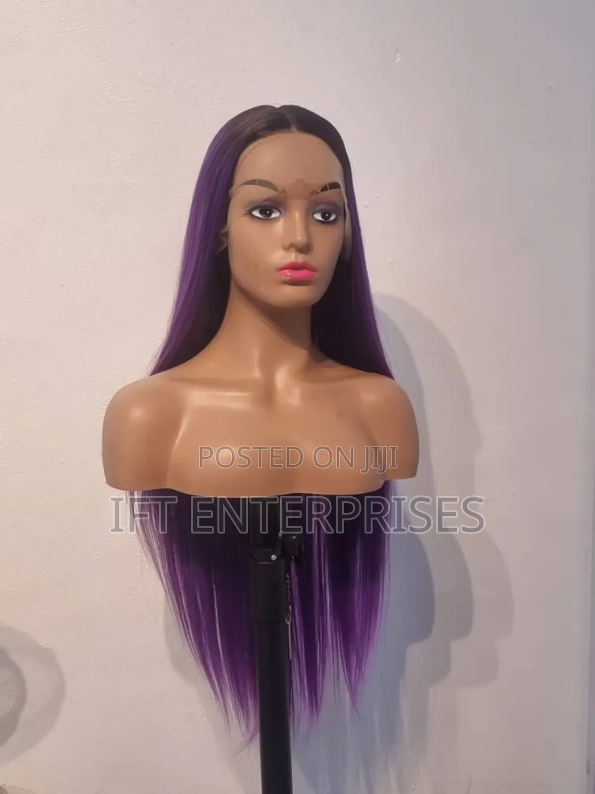 T Lace Frontal Human Hair Purple Ombre Wig