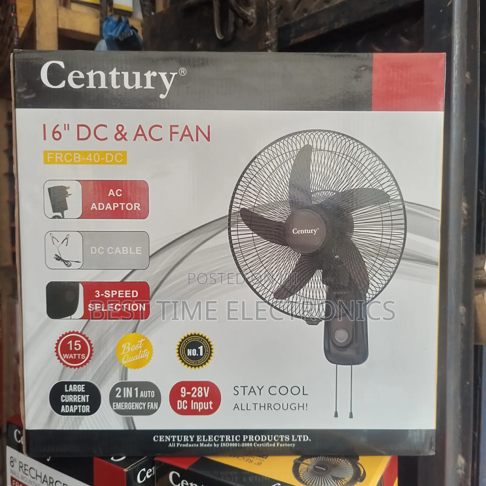 16" Century Ac/Dc Solar Inverter Wall Fan