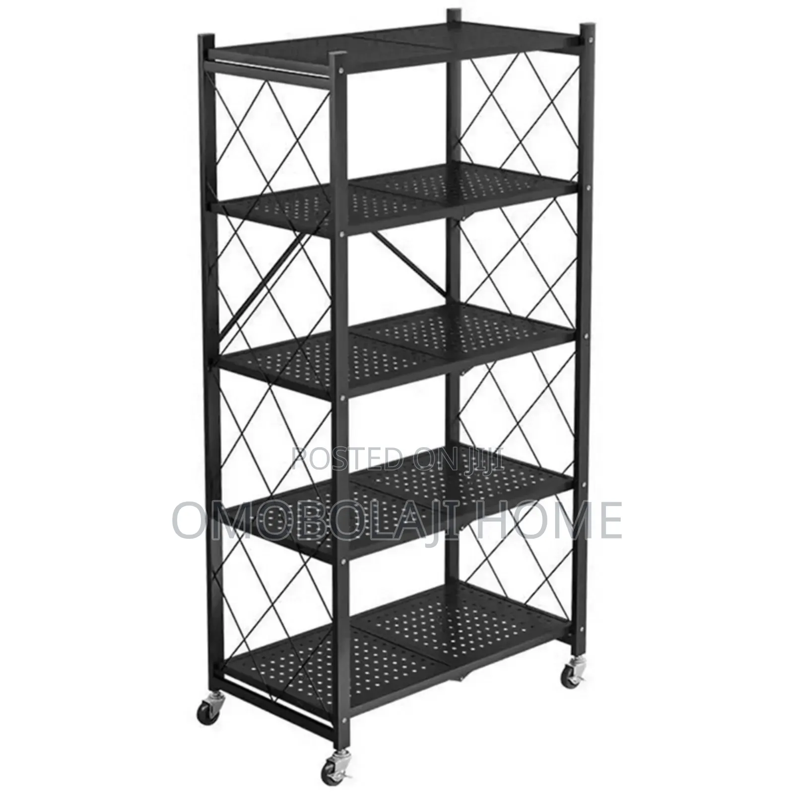 5 Tier Foldable Multipurpose Kitchen Rack With Wheels