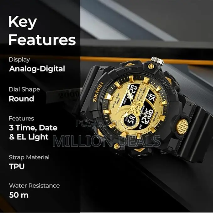 Rubber Strap Sport Men's Waterproof Wrist Watch
