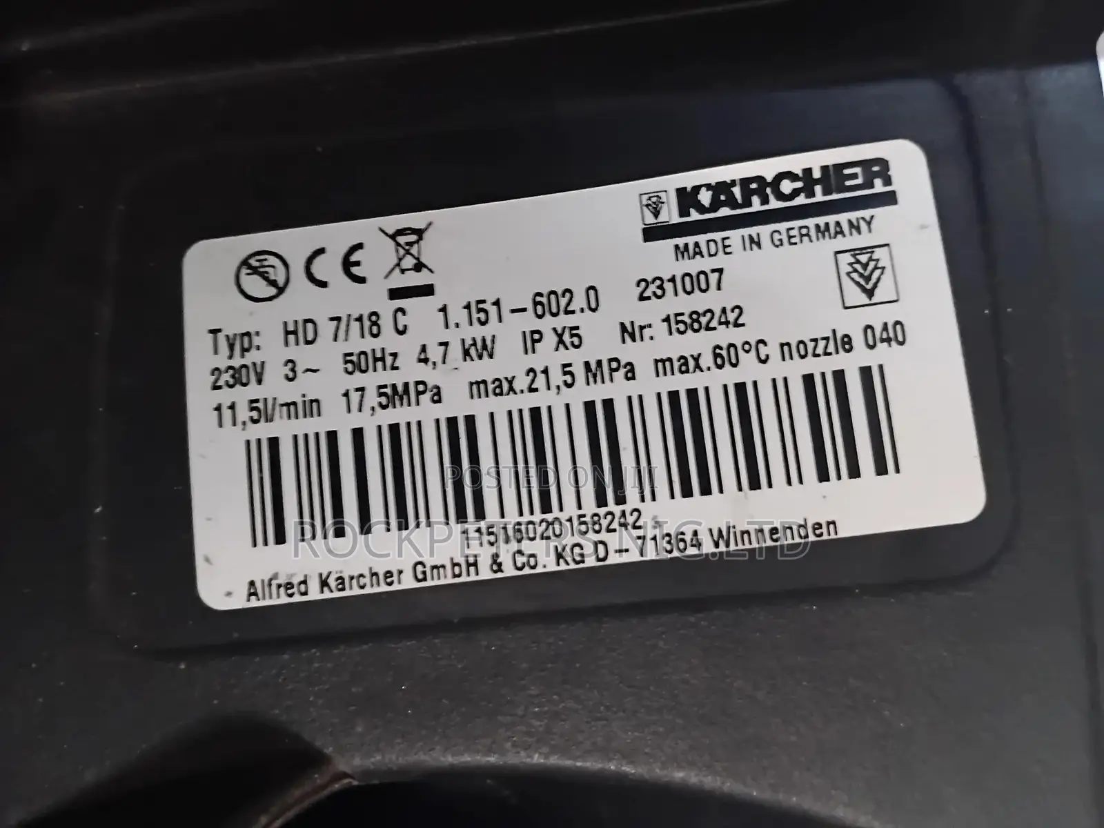 Karcher Pressure Washer Hd 7/18 C(3-phase)