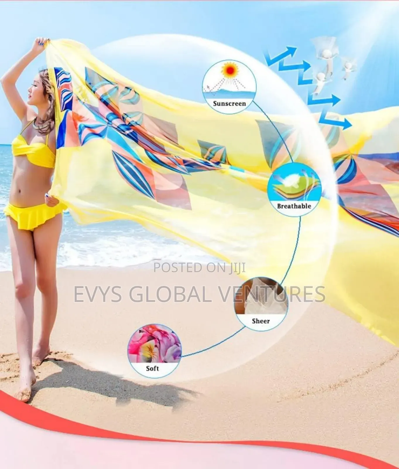 Beach Bikini Cover Up Sarong Wraps Chiffon Wrap for Swimsuit