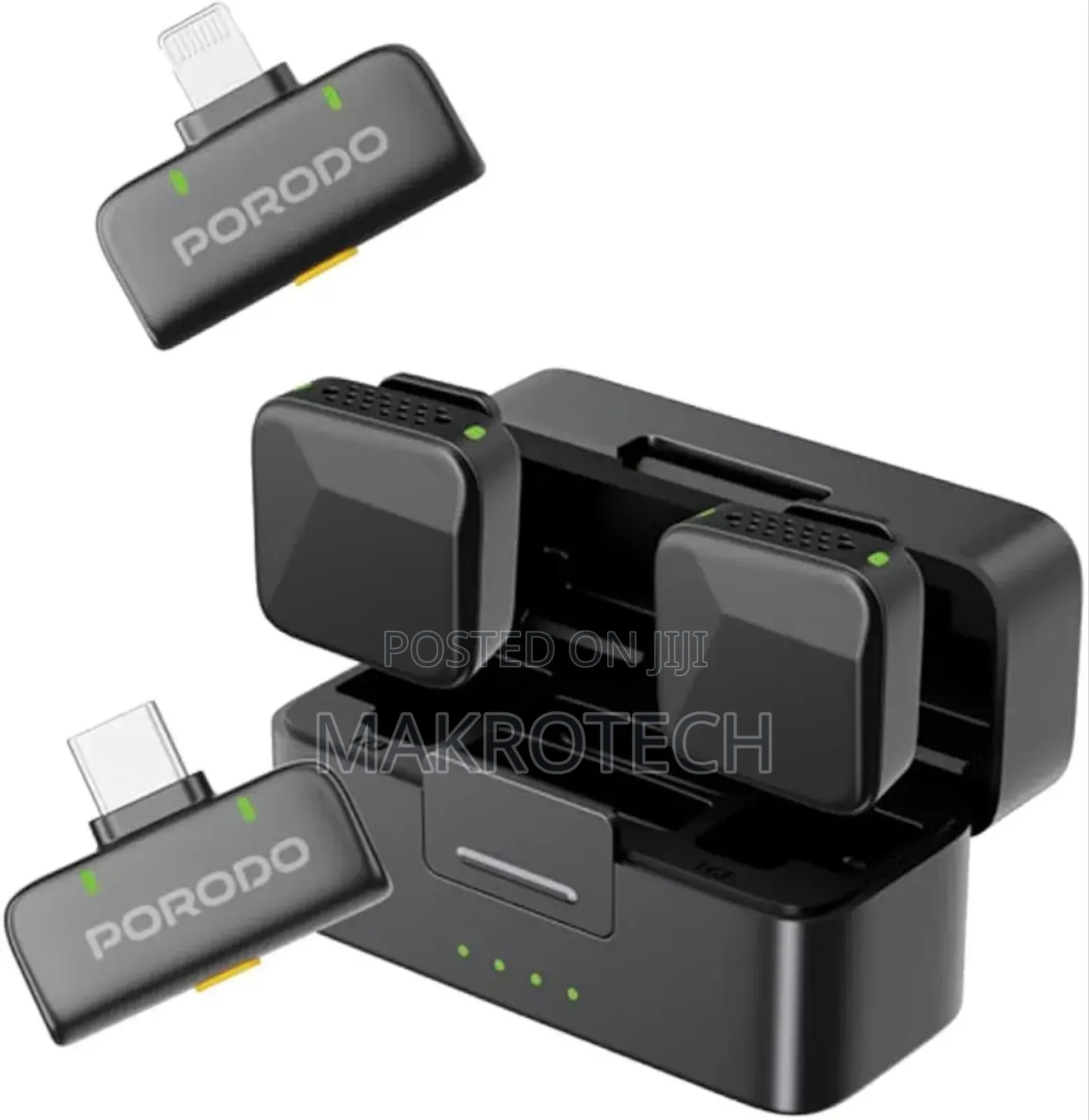 Porodo Orion Lavalier Microphone, Type-c & Lightning Head Connector,