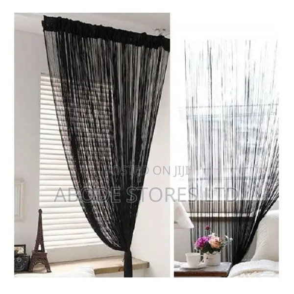 Tassel Room Divider Thread Curtain - Black