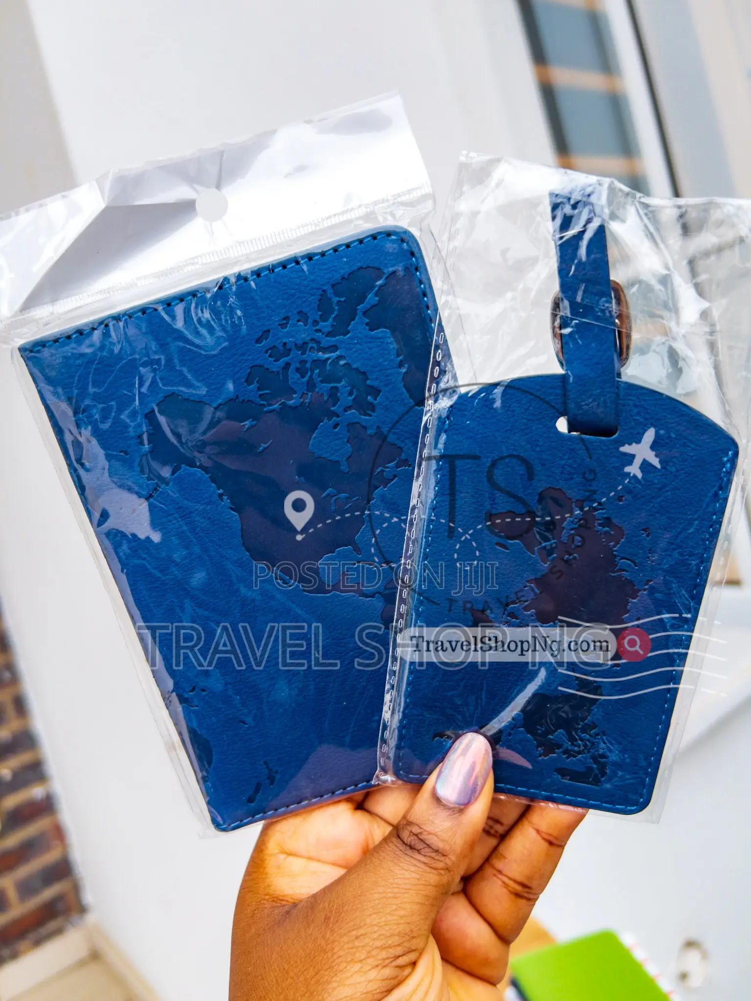 Map Patterned Rfid Blocking Passport Cover | W/Matching Luggage Tag