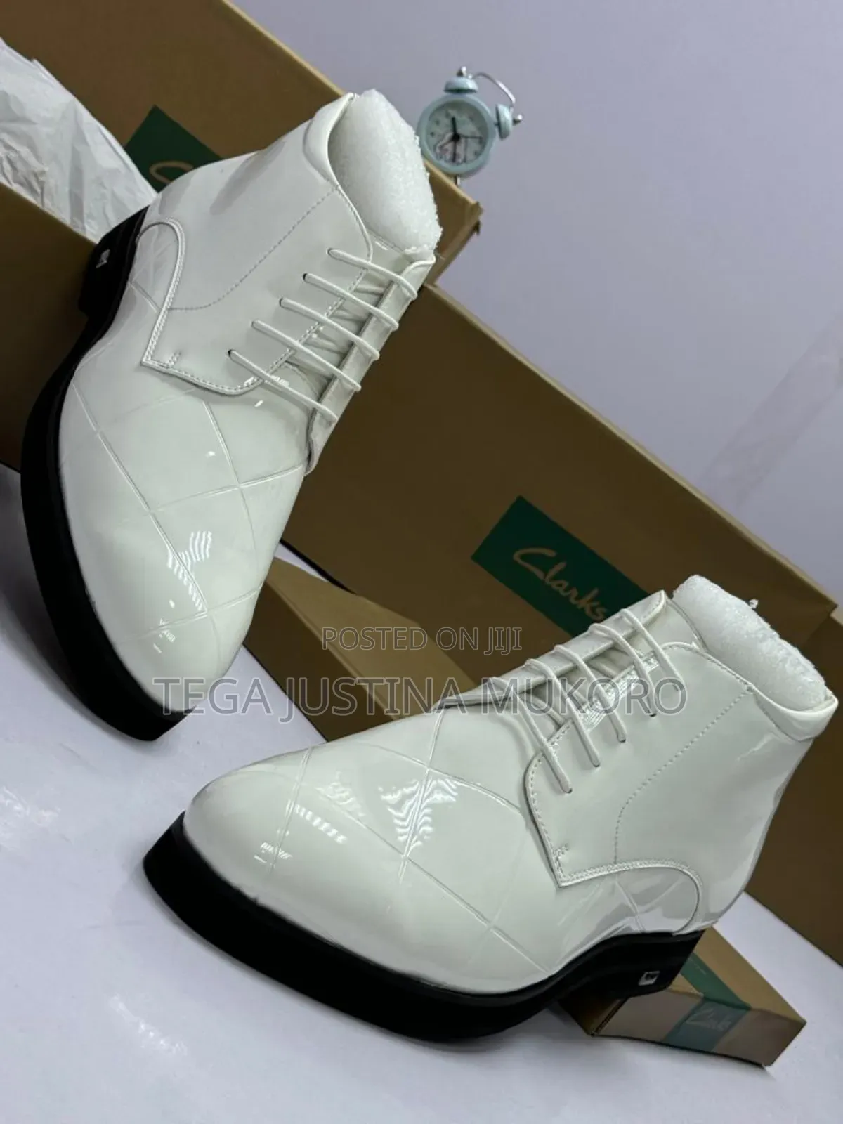 High Quality Clarks Men's White Ankle Boot